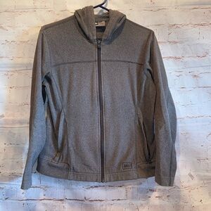 Rei Jacket Womens Medium Gray Fleece Full Zip Hooded Sweatshirt Zip Pockets